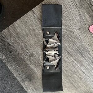 Stylish Black Belt with Silver Buckle